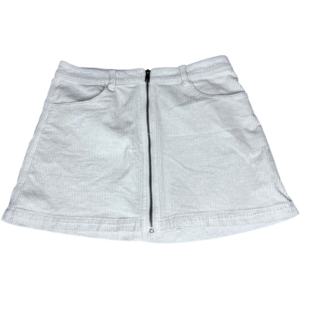 American Eagle Cream Corduroy Zip‎ Front Mini Skirt Super Stretch Size 10